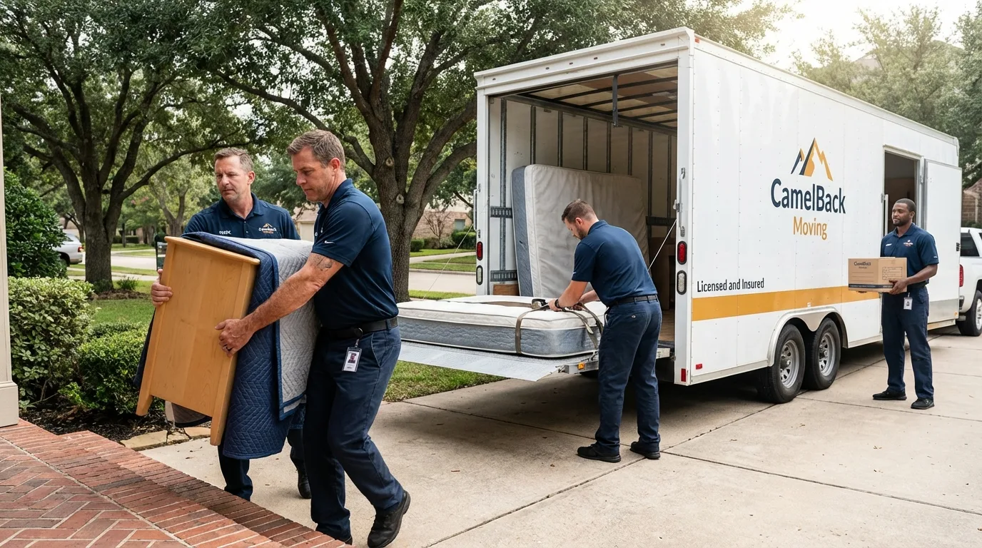 Crew loading residential truck for cross-state move from Westfield, MA